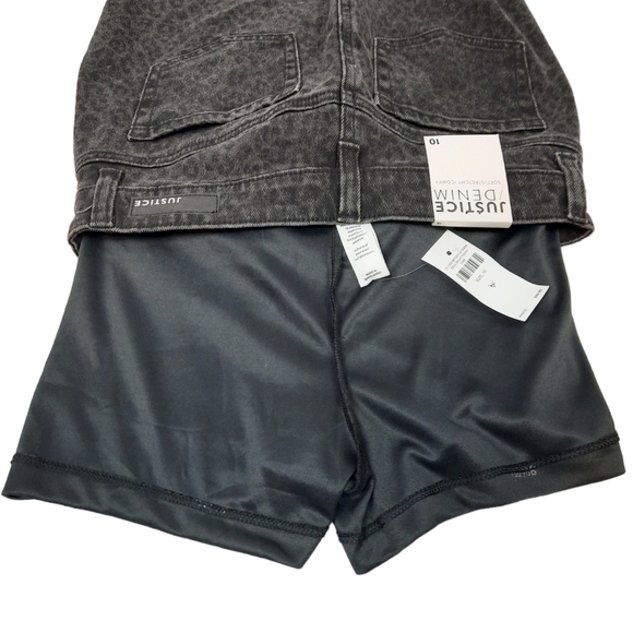 NWT Justice Denim Raw Hem Leopard Print‎ Black Jean Skirt Size 10 Girls - Picture 7 of 11